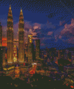 Skyline Kuala Lumpur At Night Diamond Painting