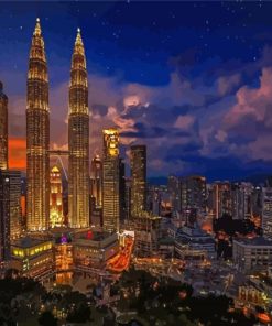 Skyline Kuala Lumpur At Night Diamond Painting