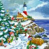 Snow Christmas Lighthouse Diamond Painting