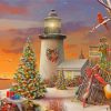 Snow Winter Merry Christmas Lighthouse Diamond Painting