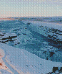 Snowy Gullfoss Falls Diamond Painting