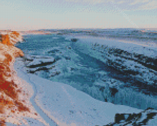 Snowy Gullfoss Falls Diamond Painting