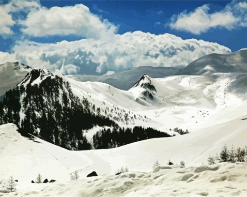 Snowy Vars Mountains Diamond Painting