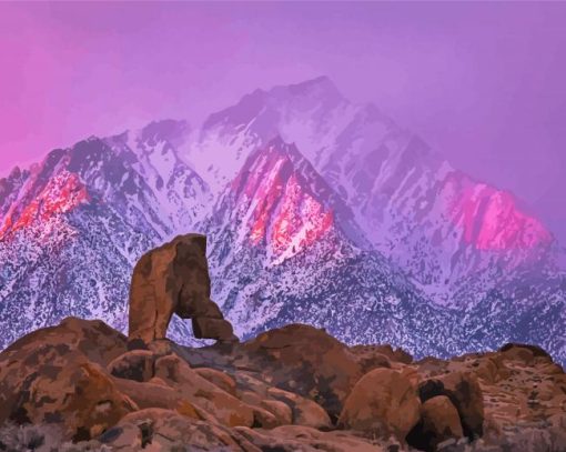 Snowy Lone Pine Peak Diamond Painting