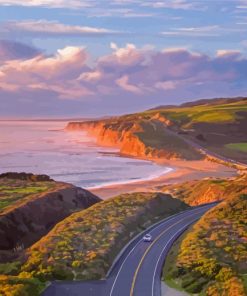 Sunset At Highway 1 California Landscape Diamond Painting