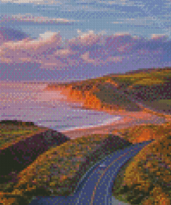 Sunset At Highway 1 California Landscape Diamond Painting