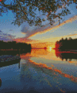 Sunset View In Millinocket Lake Maine Diamond Painting