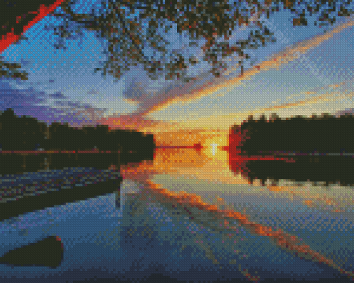 Sunset View In Millinocket Lake Maine Diamond Painting