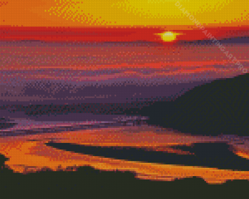 Sunset Over Barmouth Wales Diamond Painting