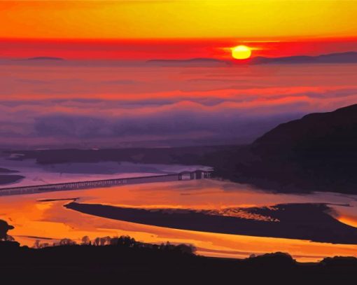 Sunset Over Barmouth Wales Diamond Painting