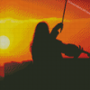 Sunset Playing Violin Diamond Painting