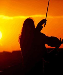 Sunset Playing Violin Diamond Painting