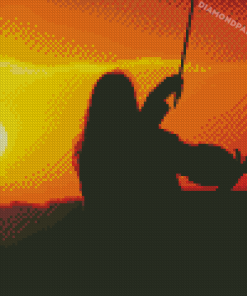 Sunset Playing Violin Diamond Painting