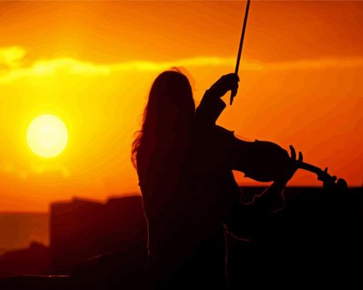 Sunset Playing Violin Diamond Painting