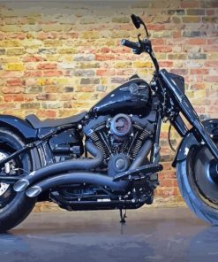 The Black Harley Fat Boy Motorcycle Diamond Painting