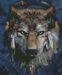 The Wolf And Feathers Diamond Painting