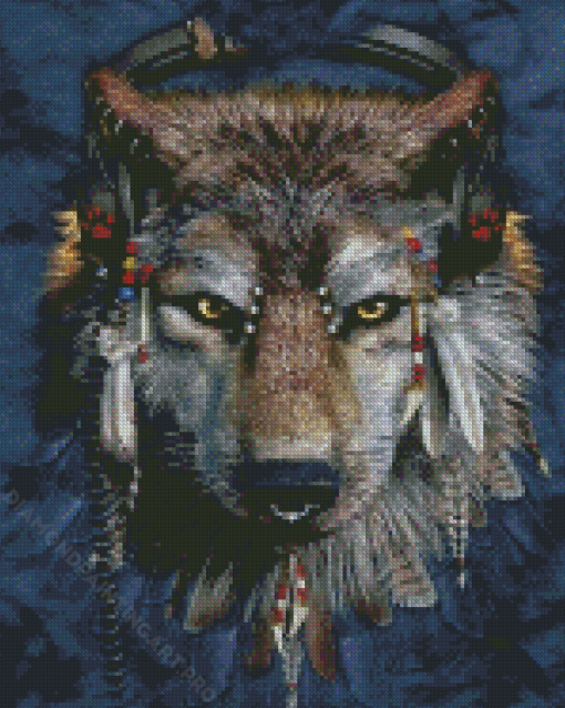 The Wolf And Feathers Diamond Painting