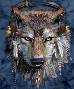 The Wolf And Feathers Diamond Painting