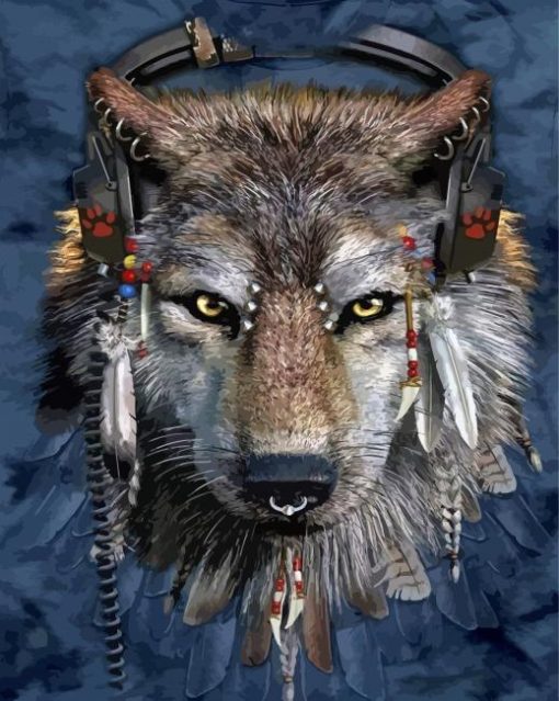 The Wolf And Feathers Diamond Painting