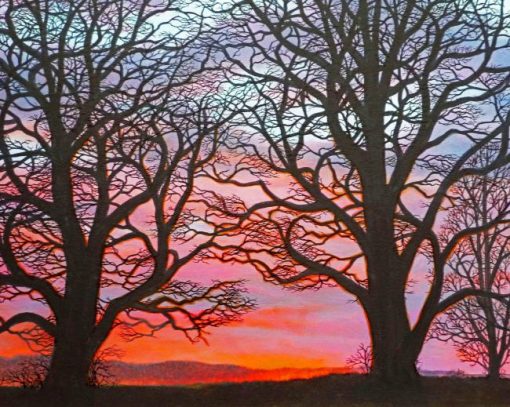 Trees At Sunset Diamond Painting