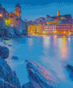 Vernazza Town At Night Diamond Painting