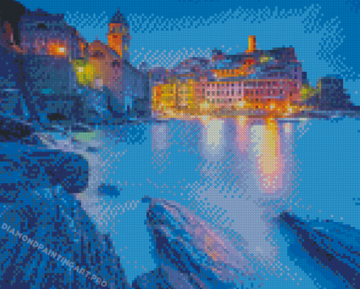 Vernazza Town At Night Diamond Painting