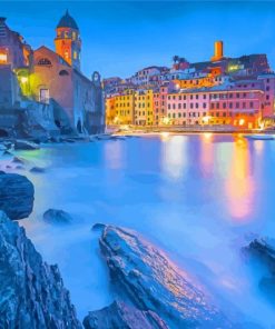 Vernazza Town At Night Diamond Painting