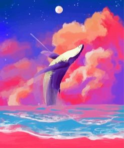 Whale Pink Sky Diamond Painting