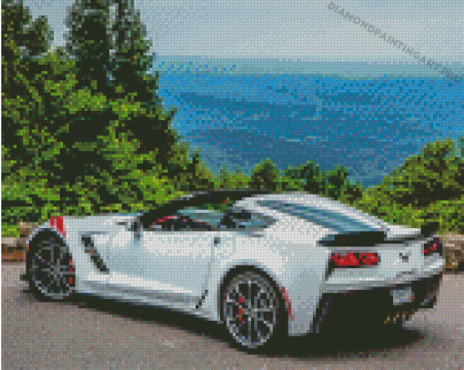 White C7 Corvette Diamond Painting