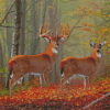 Whitetail Buck And Doe In Forest Diamond Painting