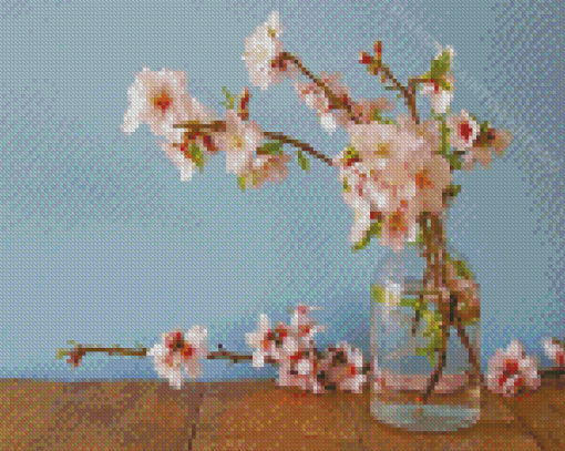 Winter Cherry Blossom In Glass Diamond Painting