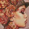 Woman With floral Helmet Diamond Painting