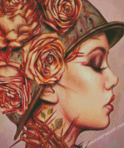 Woman With floral Helmet Diamond Painting