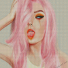 Woman With Pink Hair Diamond Painting