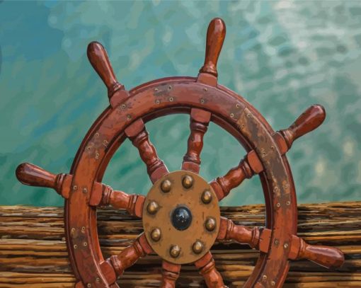 Wooden Ship Wheel Diamond Painting