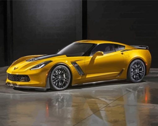 Yellow C7 Corvette Diamond Painting