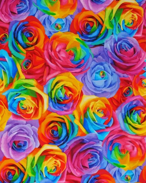 Abstract Rainbow Flowers Diamond Painting