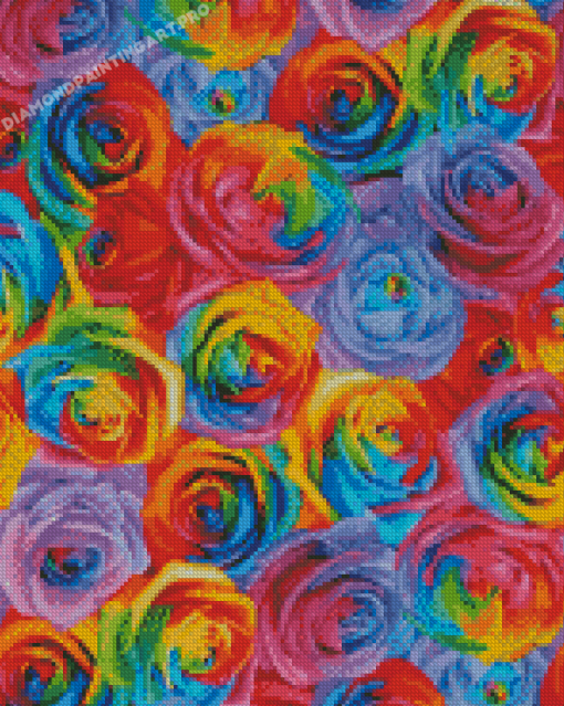 Abstract Rainbow Flowers Diamond Painting