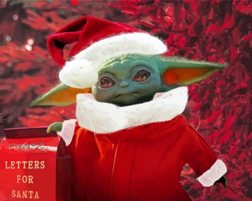 Baby Yoda Santa With Letters For Santa Diamond Painting