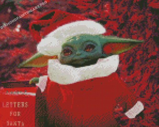 Baby Yoda Santa With Letters For Santa Diamond Painting