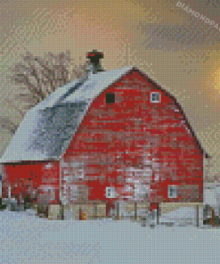 Barn In Snow Diamond Painting