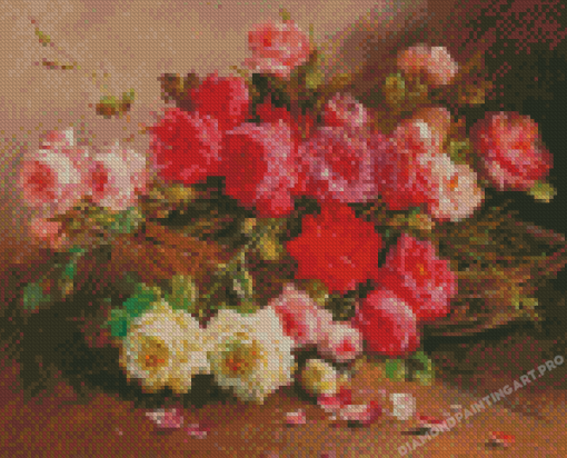 Basket Of Roses Art Diamond Painting