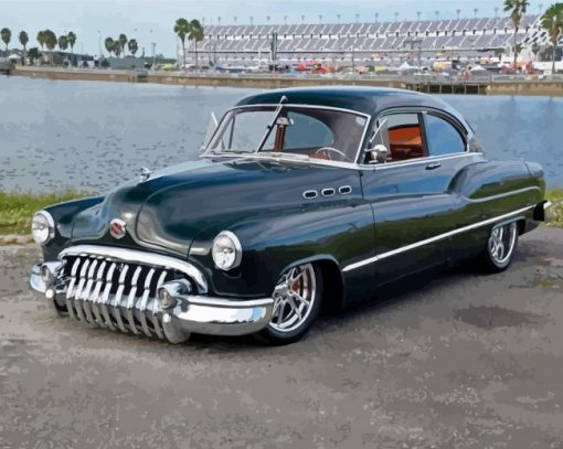 Black Buick 1950 Hot Rod Diamond Painting