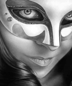 Black And White Woman In Mask Diamond Painting