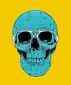 Blue Skull With Glasses Diamond Painting