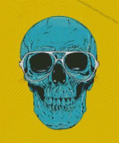 Blue Skull With Glasses Diamond Painting