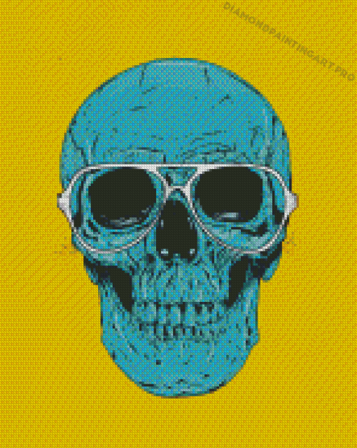 Blue Skull With Glasses Diamond Painting