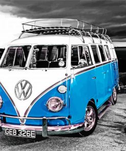 Blue Vw Camper Van Diamond Painting