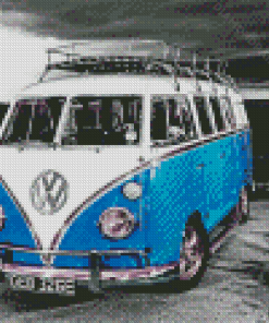 Blue Vw Camper Van Diamond Painting