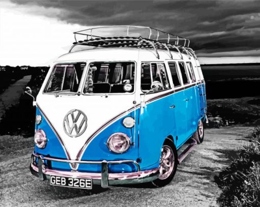 Blue Vw Camper Van Diamond Painting